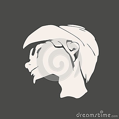 Young woman face side view. Elegant silhouette of a female head. Vector Illustration