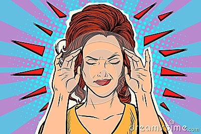 Woman headache, medical symptom of the disease Vector Illustration