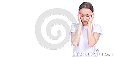 Woman headache stress Stock Photo