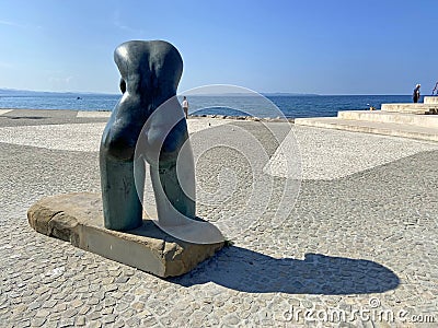 Woman headless sculpture, Sculpture of a female torso on the embankment Editorial Stock Photo