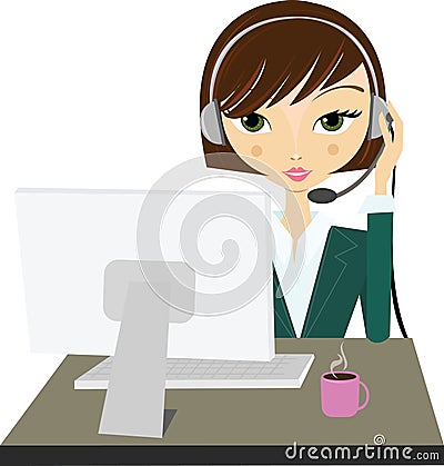 Woman with headset Vector Illustration