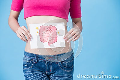 Woman with health intestine concept Stock Photo