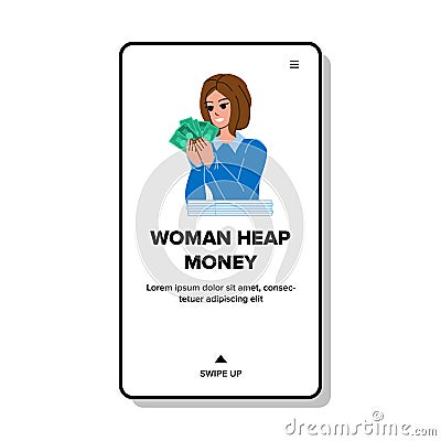 woman heap money vector Vector Illustration