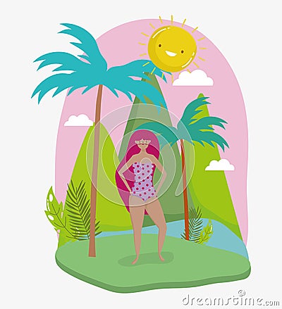 Woman hello summer holiday design Vector Illustration