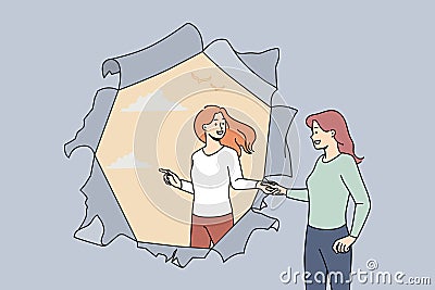Woman help friend start new life Vector Illustration