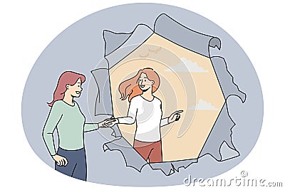 Woman help friend start new life Vector Illustration