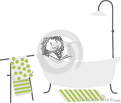 A woman in her bath Vector Illustration