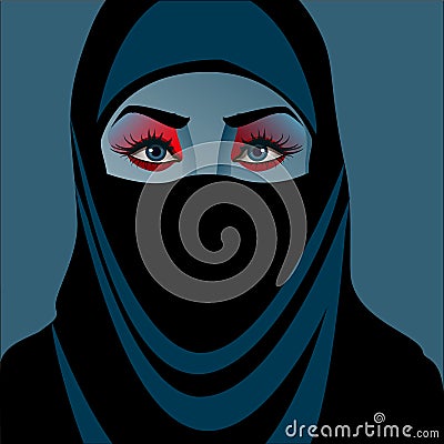 A WOMAN IN HIJAB Vector Illustration