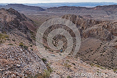 Woman Hiking Up Talus On Weiser Ridge Stock Photo