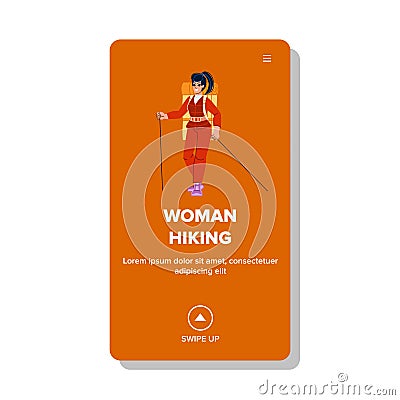 woman hiking vector Cartoon Illustration