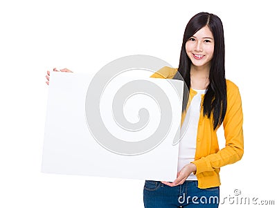 Woman hold with white board Stock Photo