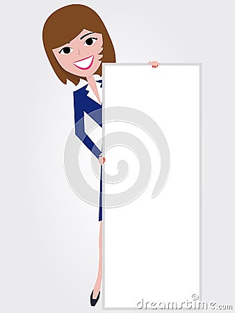 Woman holding board Vector Illustration