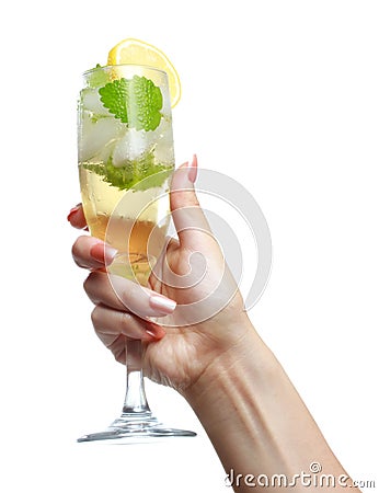 Woman holding a Champange Glass Stock Photo