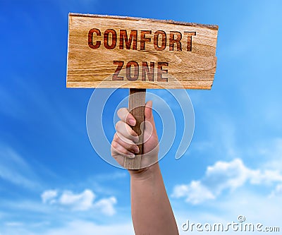 Comfort zone wooden sign Stock Photo