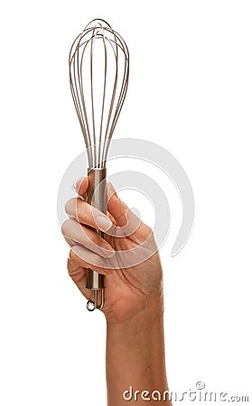 Woman Holding Egg Beater in the Air Stock Photo