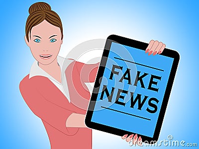 Woman Holding Fake News Tablet 3d Illustration Stock Photo