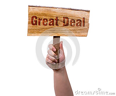 Great deal wooden sign Stock Photo