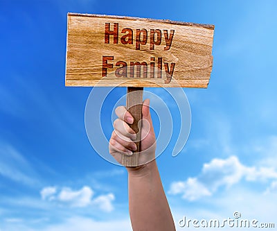 Happy family wooden sign Stock Photo