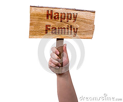 Happy family wooden sign Stock Photo