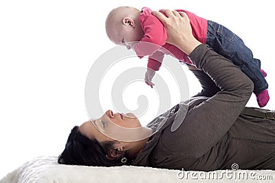 Woman holding her baby Stock Photo