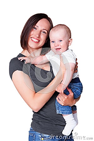 Woman holding her little adorable son Stock Photo