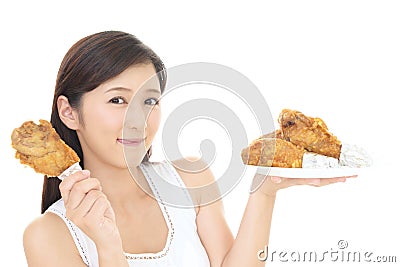 Woman who enjoys a meal Stock Photo