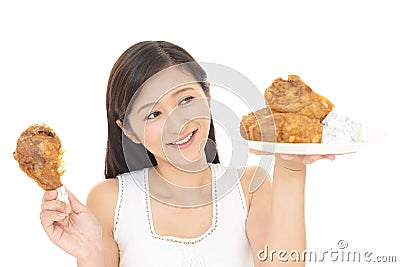 Woman who enjoys a meal Stock Photo