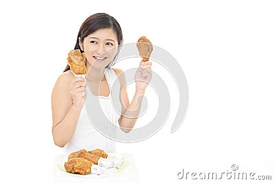 Woman who enjoys a meal Stock Photo