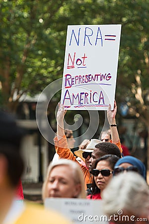 Woman Holds Anti NRA Sign At Atlanta Political Rally Editorial Stock Photo