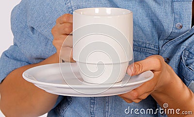 Woman Holds A Cup of Coffee Stock Photo