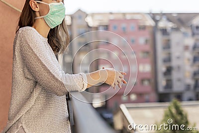 Woman in home isolation during coronavirus pandemic Stock Photo