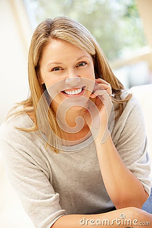 Woman at home portrait Stock Photo