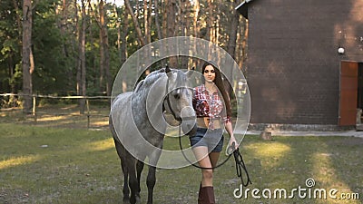 tormenta Coro Continente Woman and Horse. Casual Style Stock Video - Video of female, beauty:  79696091