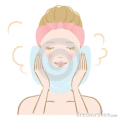 Woman hot towel treatment Vector Illustration