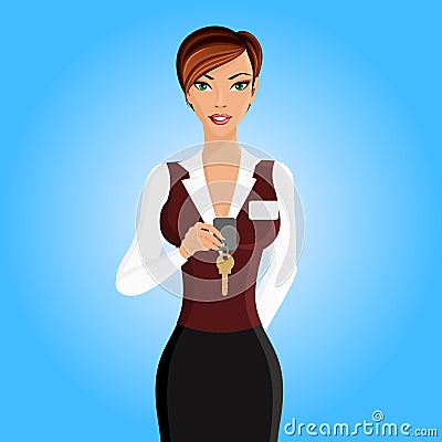 Woman hotel receptionist portrait Vector Illustration