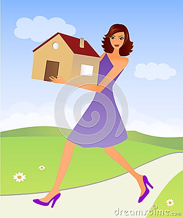 Woman with a house Vector Illustration