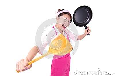 Woman housewife cooking Stock Photo