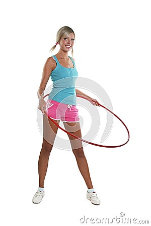 Woman with hula hoop Stock Photo