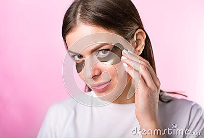 Woman with hydrogel eye patches Stock Photo