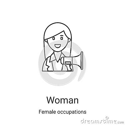woman icon vector from female occupations collection. Thin line woman outline icon vector illustration. Linear symbol for use on Vector Illustration
