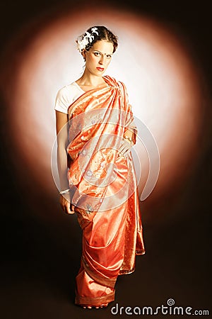 Woman in Indian national dress. Stock Photo