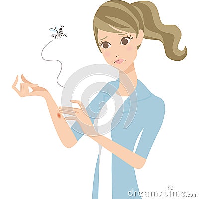 Woman of the insect bite Vector Illustration