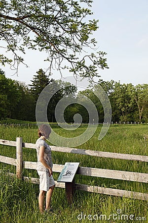 Woman at interpretive center Stock Photo