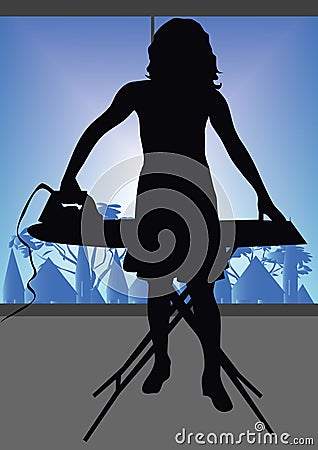 Woman ironing Vector Illustration