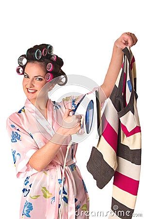 Woman is ironing clother Stock Photo