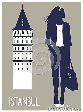 Woman in Istanbul Vector Illustration