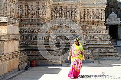 Woman in a Jain temple Editorial Stock Photo