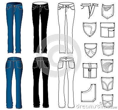Woman jeans Vector Illustration