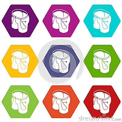 Woman jeans icons set 9 vector Vector Illustration