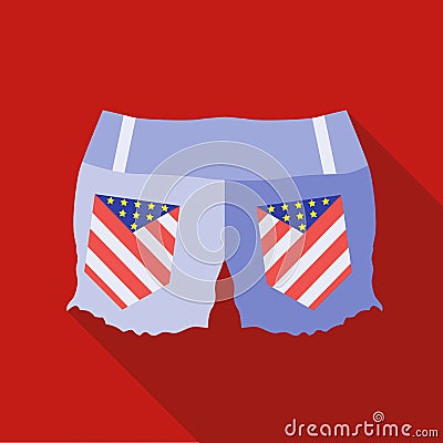 Woman jeans shorts icon, flat style Cartoon Illustration